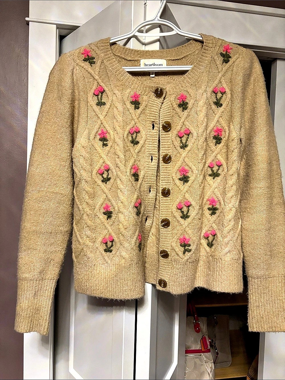 heartloom Veda Cardi Floral Embroidered Cardigan Brown Medium